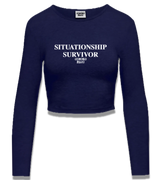 1 navy Cropped Longsleeve white SITUATIONSHIP SURVIVOR #color_navy