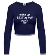 1 navy Cropped Longsleeve white woke up SEXY as hell again #color_navy