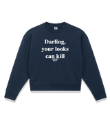 1 navy Cropped Sweatshirt white Darling your looks can kill #color_navy