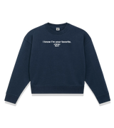 1 navy Cropped Sweatshirt white I know I'm your favorite #color_navy