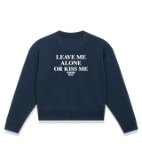 1 navy Cropped Sweatshirt white LEAVE ME ALONE OR KISS ME #color_navy