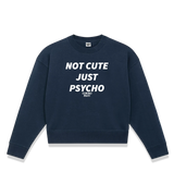 1 navy Cropped Sweatshirt white NOT CUTE JUST PSYCHO #color_navy