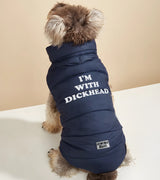 1 navy Pet Puffer Jacket white I'M WITH DICKHEAD #color_navy