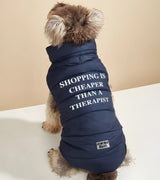 1 navy Pet Puffer Jacket white SHOPPING IS CHEAPER THAN A THERAPIST #color_navy