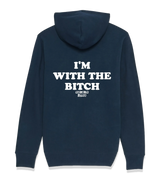 1 navy Zip Hoodie white I'M WITH THE BITCH #color_navy