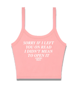 1 pink Cami Crop Top white SORRY IF I LEFT YOU ON READ I DIDN'T MEAN TO OPEN IT #color_pink