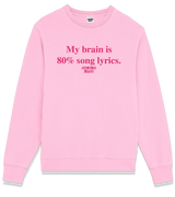 1 pink Sweatshirt fuchsia My brain is 80% song lyrics #color_pink