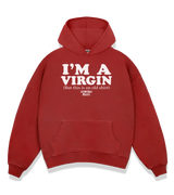 1 red Boxy Hoodie white I'M A VIRGIN (But this is an old shirt) #color_red