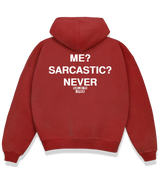 1 red Boxy Hoodie white ME? SARCASTIC? NEVER #color_red