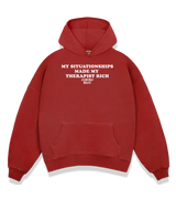 1 red Boxy Hoodie white MY SITUATIONSHIPS MADE MY THERAPIST RICH #color_red