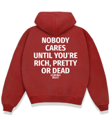 1 red Boxy Hoodie white NOBODY CARES UNTIL YOU'RE RICH PRETTY OR DEAD #color_red