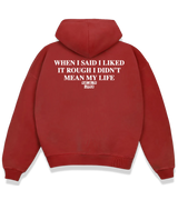 1 red Boxy Hoodie white WHEN I SAID I LIKED IT ROUGH I DIDN'T MEAN MY LIFE #color_red