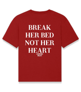 1 red T-Shirt white BREAK HER BED NOT HER HEART #color_red