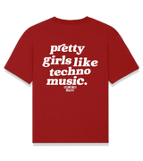 1 red T-Shirt white pretty girls like techno music #color_red