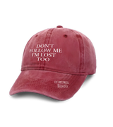1 red Vintage Cap white DON'T FOLLOW ME I'M LOST TOO #color_red