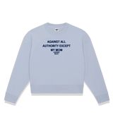 1 serene Cropped Sweatshirt navyblue AGAINST ALL AUTHORITY EXCEPT MY MOM #color_serene