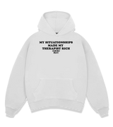 1 white Boxy Hoodie black MY SITUATIONSHIPS MADE MY THERAPIST RICH #color_white