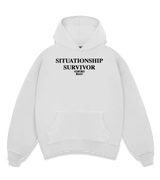 1 white Boxy Hoodie black SITUATIONSHIP SURVIVOR #color_white