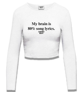 1 white Cropped Longsleeve black My brain is 80% song lyrics #color_white