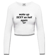 1 white Cropped Longsleeve black woke up SEXY as hell again #color_white