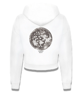 1 white Cropped Zip Hoodie black disco ball #color_white