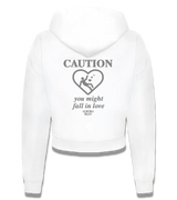 1 white Cropped Zip Hoodie grey caution you might fall in love #color_white