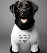 1 white Pet T-Shirt black HEY PRETTY WANNA DATE ME? YES = SMILE NO = BACKFLIP #color_white