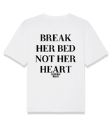 1 white T-Shirt black BREAK HER BED NOT HER HEART #color_white