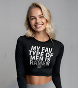 2 black Cropped Longsleeve white MY FAV TYPE OF MEN IS RAMEN #color_black