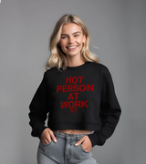 2 black Cropped Sweatshirt red HOT PERSON AT WORK #color_black