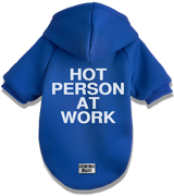 2 blue Pet Hoodie white HOT PERSON AT WORK #color_blue