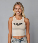 2 cream Tank Crop Top black I'm too pretty to do math #color_cream