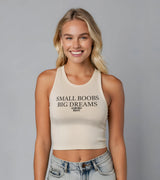 2 cream Tank Crop Top black SMALL BOOBS BIG DREAMS #color_cream