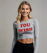 2 grey Cropped Longsleeve red YOU WISH #color_grey