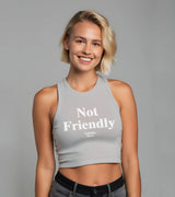 2 grey Tank Crop Top white Not Friendly #color_grey