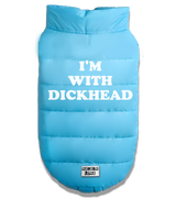 2 lightblue Pet Puffer Jacket white I'M WITH DICKHEAD #color_lightblue