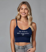 2 navy Cami Crop Top white My brain is 80% song lyrics #color_navy