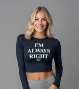 2 navy Cropped Longsleeve white I'M ALWAYS RIGHT #color_navy
