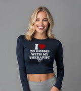 2 navy Cropped Longsleeve white I love TO GOSSIP WITH MY THERAPIST #color_navy