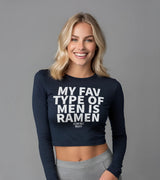 2 navy Cropped Longsleeve white MY FAV TYPE OF MEN IS RAMEN #color_navy