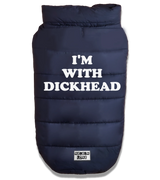 2 navy Pet Puffer Jacket white I'M WITH DICKHEAD #color_navy