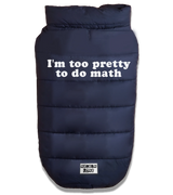 2 navy Pet Puffer Jacket white I'm too pretty to do math #color_navy