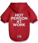 2 red Pet Hoodie white HOT PERSON AT WORK #color_red