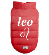 2 red Pet Puffer Jacket white leo #color_red