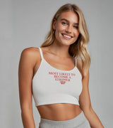 2 white Cami Crop Top red MOST LIKELY TO BECOME A STRIPPER #color_white