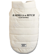 2 white Pet Puffer Jacket black KARMA is a BITCH (i'm karma) #color_white