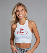 2 white Tank Crop Top red Not Friendly #color_white